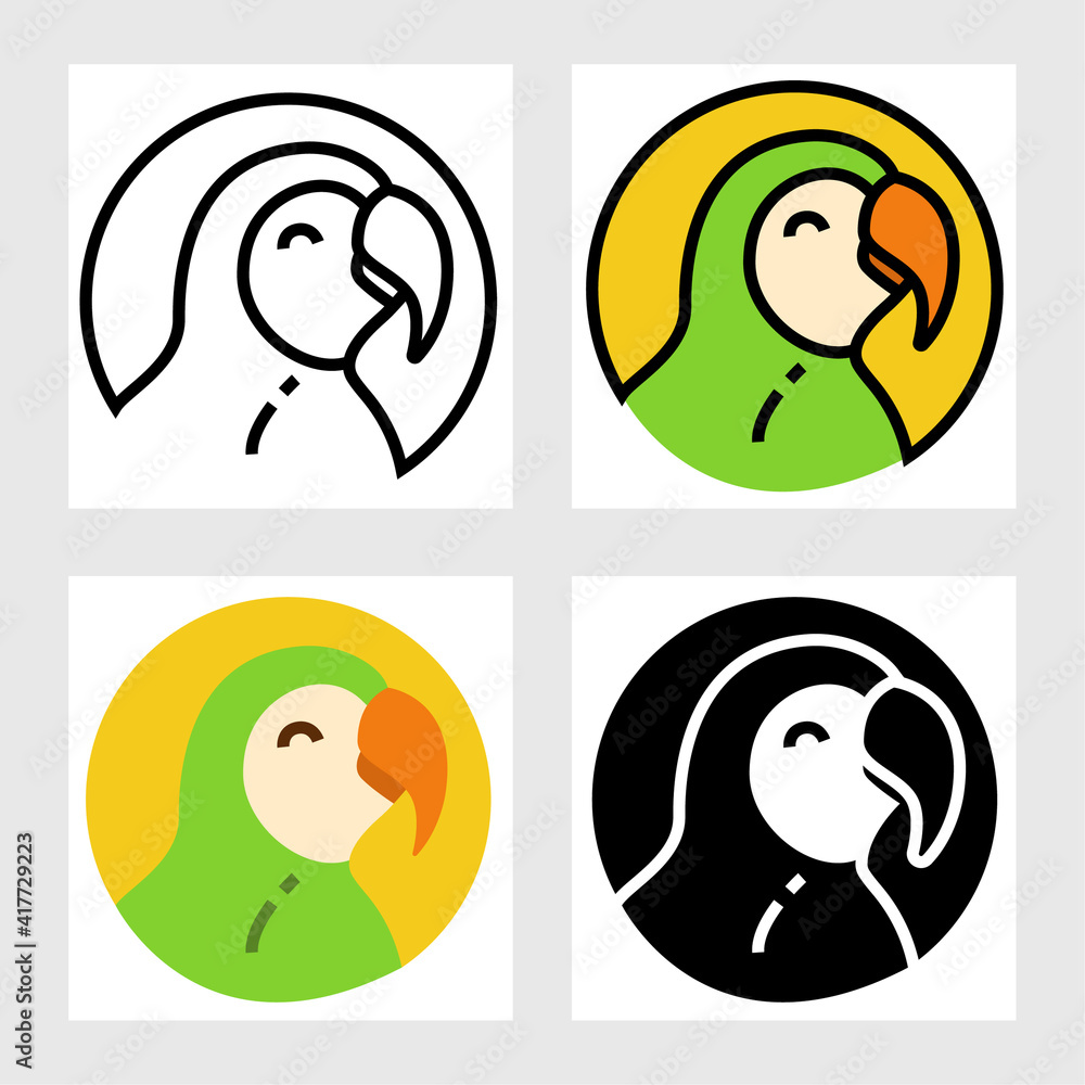 parrot icon vector design in filled, thin line, outline and flat style. parrot icon vector design in filled, thin line, outline and flat style.
