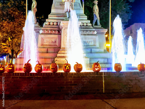 Fountain in the Circle for Halloween, Easton PA photo