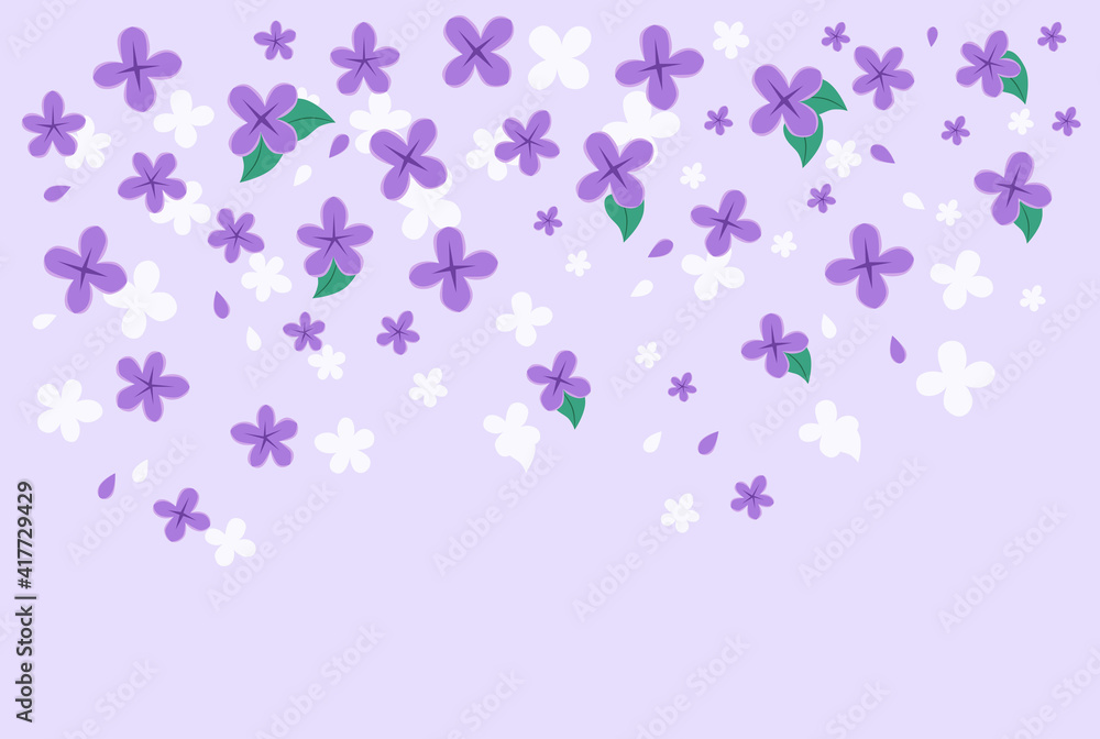 Simple vector background with lilac flowers. Spring theme.