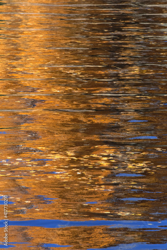 USA, California, Sierra Nevada Range. Bishop Creek reflects autumn colors.