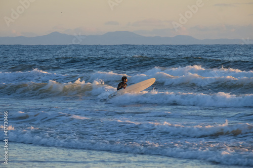 Surfer on the Santa Monica Beach CA