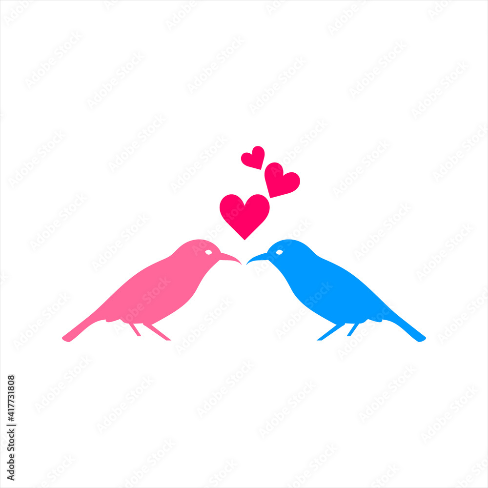 Vector illustraton of a two bird couple in love. Stylish card for Valentine day. color editable Vector illustraton of a two bird couple in love. Stylish card for Valentine day. color editable