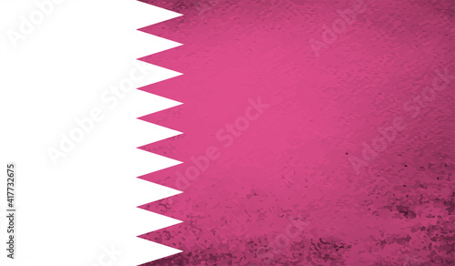 Grunge Qatar flag. Qatar flag with waving grunge texture.