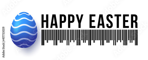 Easter SALE concept illustration. Bar code realistic Egg banner. Happy Easter vector background. Egg sticker. Vector