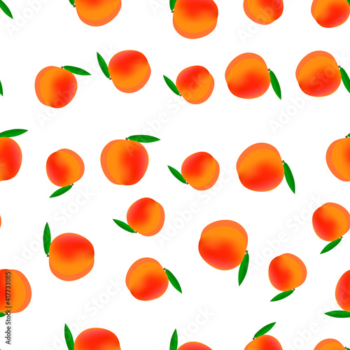 Seamless pattern with peaches on white background