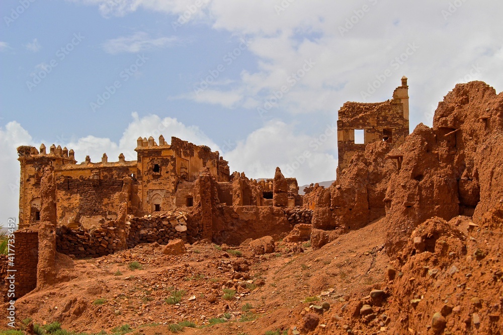 Southern Morocco. Red clay ancient buildings. 