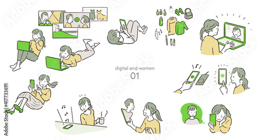 スマホ・PC・デジタルを楽しむ女性1