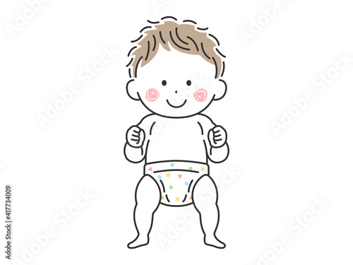 立っているご機嫌な赤ちゃんのイラスト