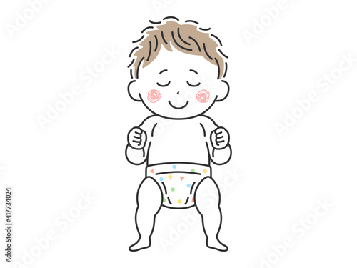 立っているご機嫌な赤ちゃんのイラスト