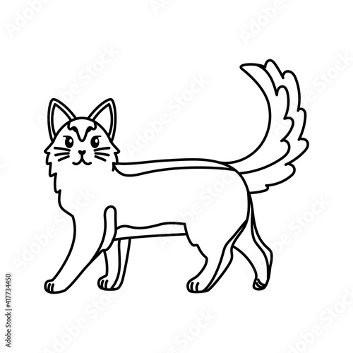 Isolated outline of a cat - Vector illustration