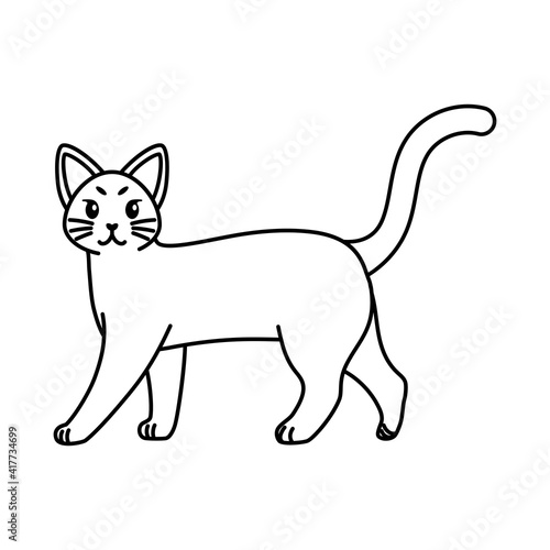 Isolated outline of a cat - Vector illustration