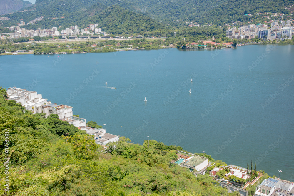 view of rodrigo de freitas lagoon in Rio de Janeiro. view of rodrigo de freitas lagoon in Rio de Janeiro.