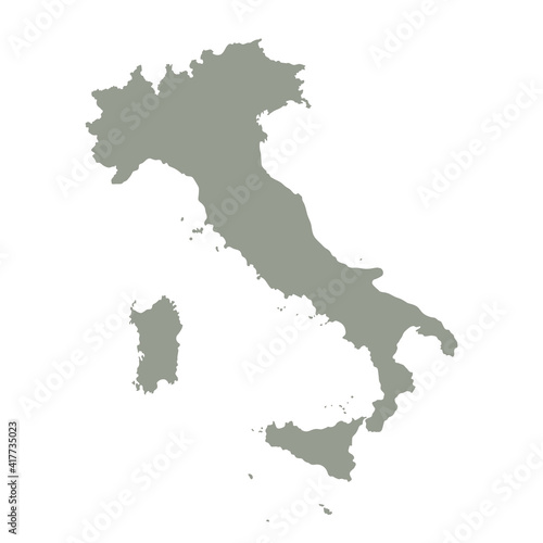 Silhouette of Italy country map. Highly detailed editable gray map of Italy, European land territory borders. Political or geographical design element vector illustration on white background