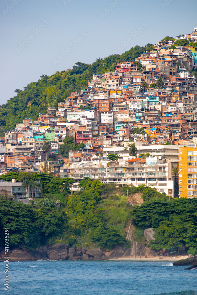 vidigal hill as seen from Leblon Beach in Rio de Janeiro.