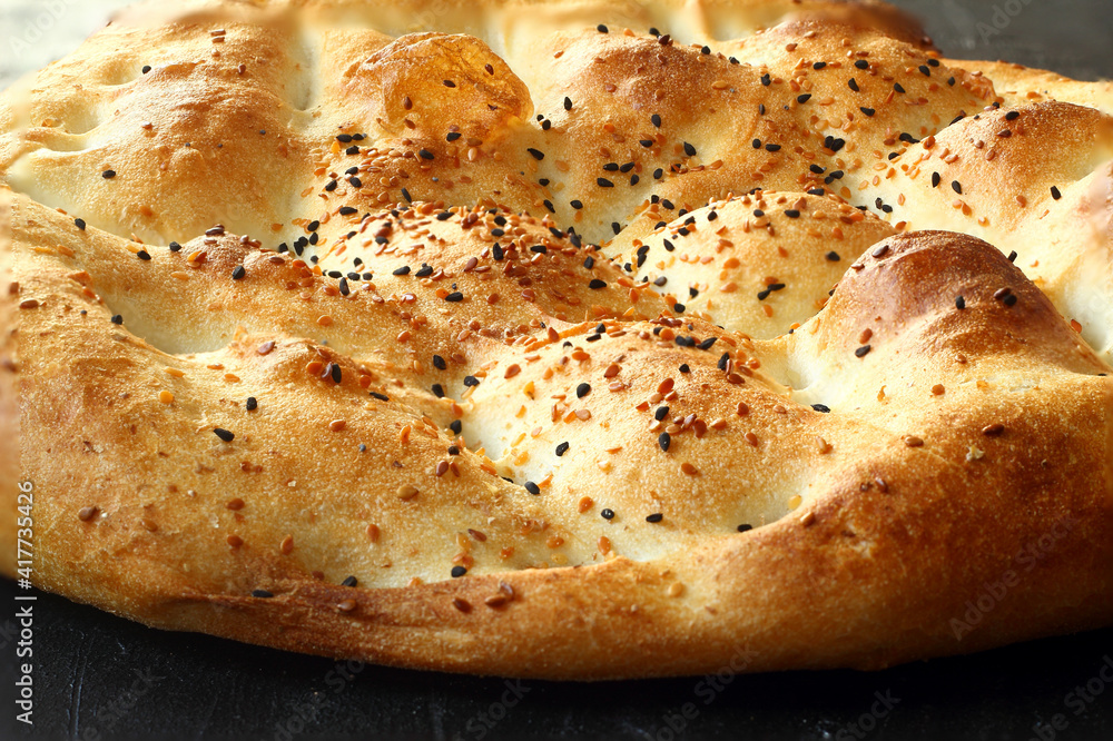 Turkish ramadan pita bread texture close up image Turkish ramadan pita bread texture close up image