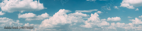 Natural Day Cloudy Sky Abstract Background. Panorama Panoramic View. Backdrop.