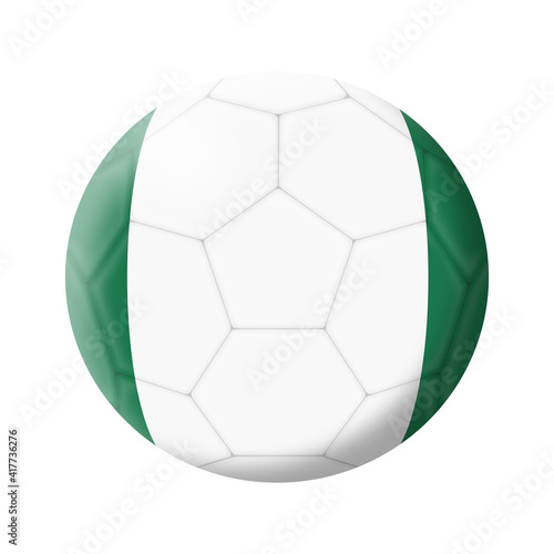 Nigeria soccer ball football 3d illustration isolated on white with clipping path