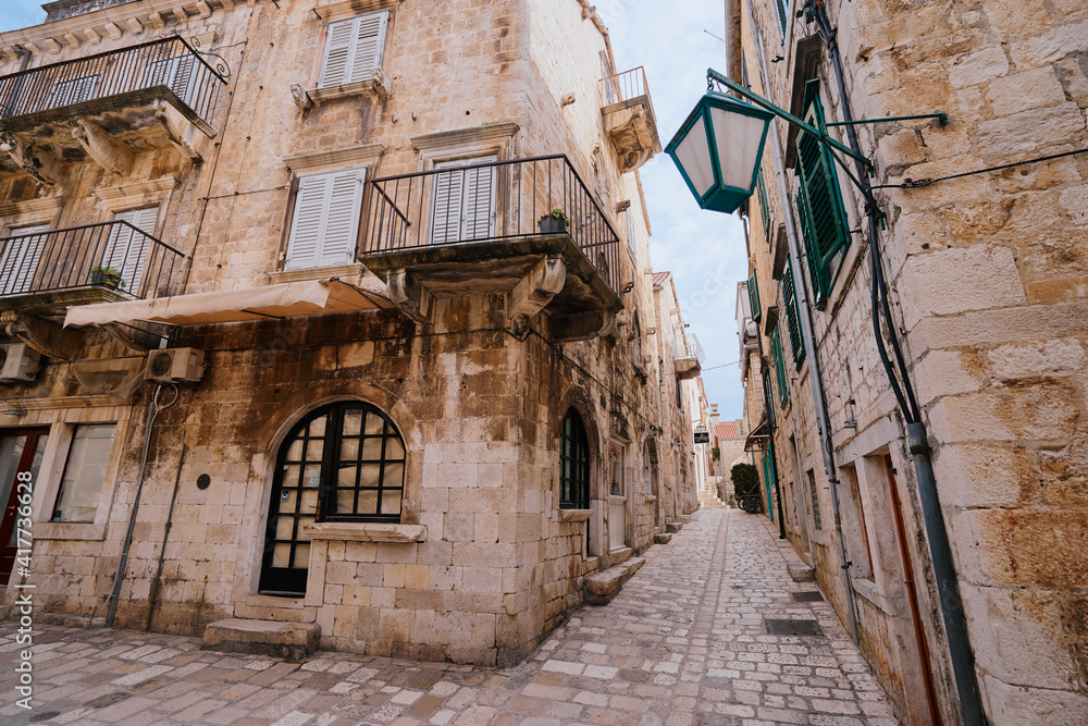 Ancient europian architecture. Street in old town.