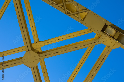 Yellow Steel Pittsburgh American Bridge for transportation and industrial tech feel