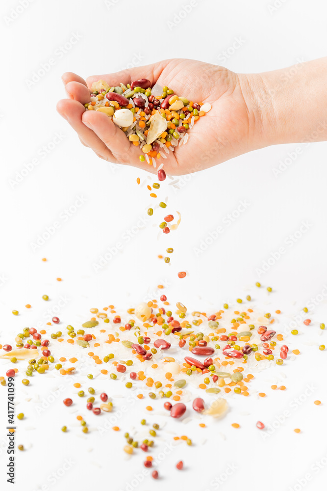 Porridge of lotus seed and lily on pure white background Porridge of lotus seed and lily on pure white background