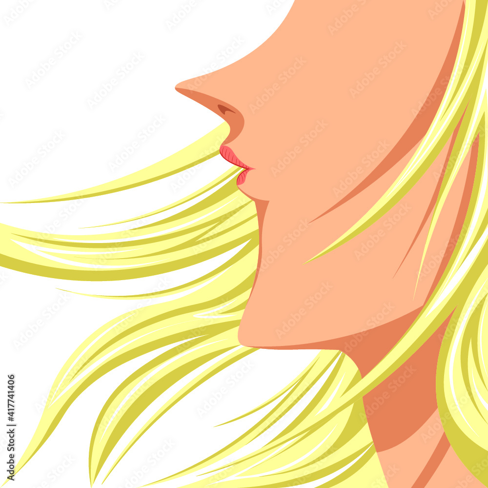 女性 金髪 長髪 横顔 イラスト Stock Vector Adobe Stock