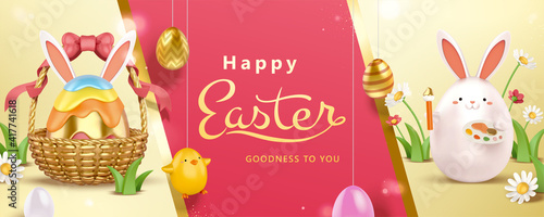 3d Easter egg decorating background