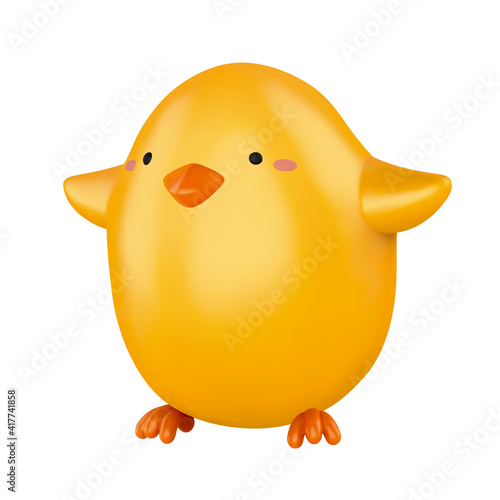 3d cute yellow baby chick