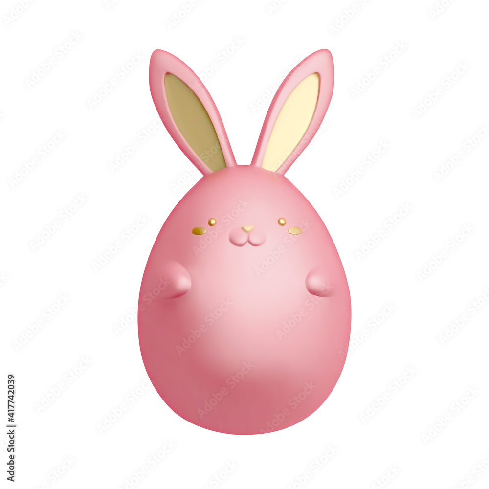 Fototapeta premium 3d pink Easter rabbit