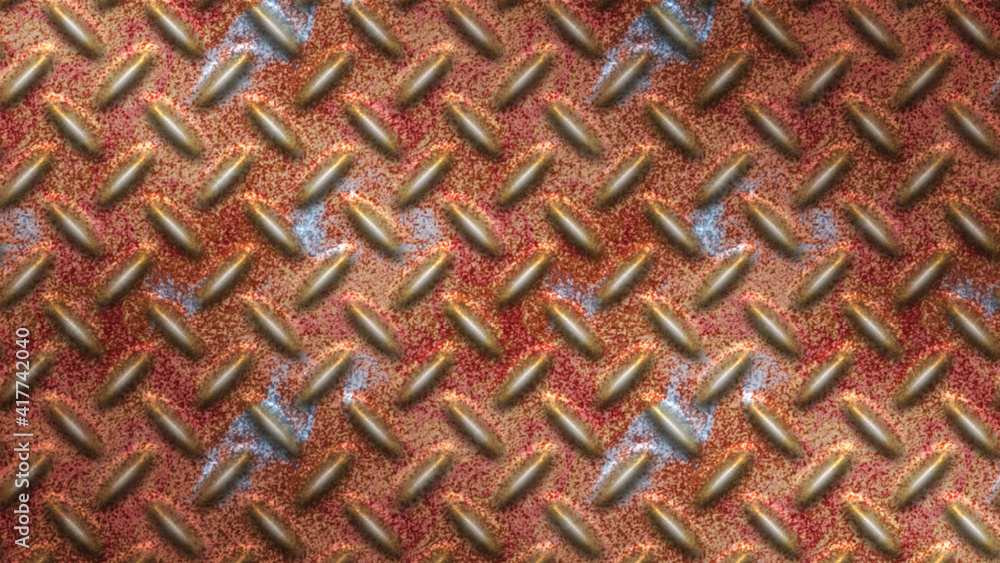 3D illustration Metal floor sheet with Rusty steel plate texture and background. 3D rendering Checkered plate old grungy metal floor seamless of steel sheet metallic 3D illustration Metal floor sheet with Rusty steel plate texture and background. 3D rendering Checkered plate old grungy metal floor seamless of steel sheet metallic