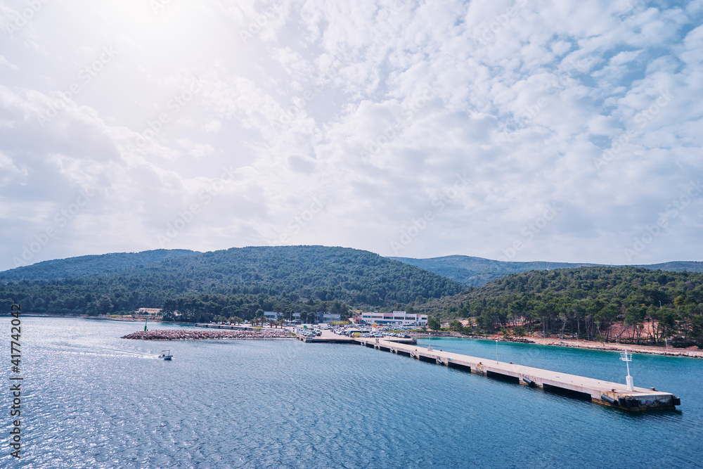 Concrete sea pier on the mediterranean island.