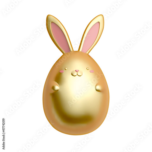3d gold Easter rabbit