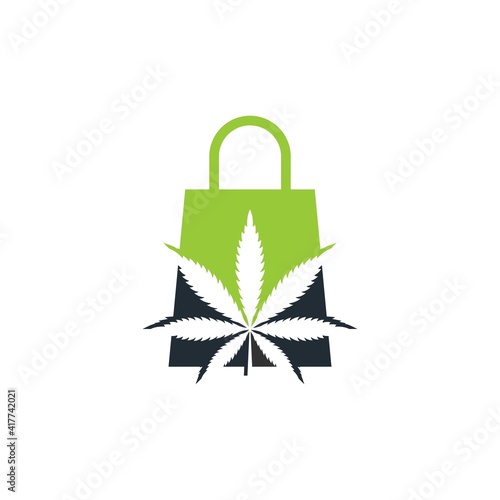 cannabis shop store logo vector icon illustration