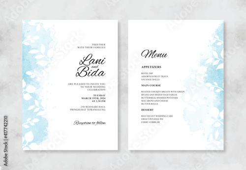 Beautiful wedding invitation with watercolor splash