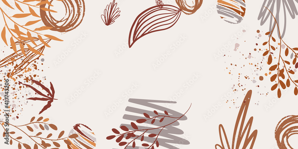Fototapeta premium Create your own design with these graphic items. Trendy geometric forms, textures, strokes, abstract and floral decor elements. Vector illustration. Boho floral style background