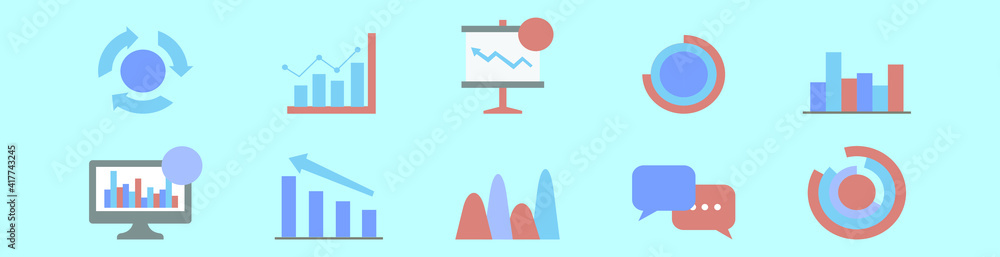 set of business cartoon icon design template with various models. vector illustration isolated on blue background set of business cartoon icon design template with various models. vector illustration isolated on blue background