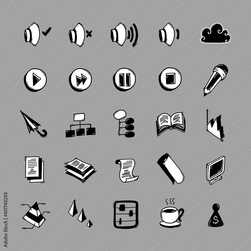 Business vector doodle icons set. Drawing sketch illustration hand drawn line eps10 Business vector doodle icons set. Drawing sketch illustration hand drawn line eps10