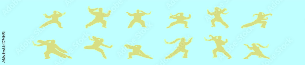 set of combat cartoon icon design template with various models. vector illustration isolated on blue background set of combat cartoon icon design template with various models. vector illustration isolated on blue background