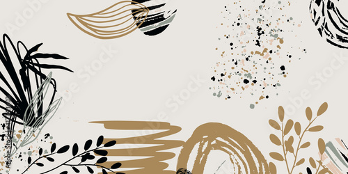 Trendy bohemian abstract square art templates with floral and geometric elements. For social media posts, mobile apps, banners design and web/internet ads. Fashion backgrounds. Boho style background