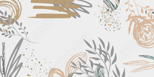 Trendy bohemian abstract square art templates with floral and geometric elements. For social media posts, mobile apps, banners design and web/internet ads. Fashion backgrounds. Boho style background