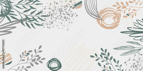 Trendy bohemian abstract square art templates with floral and geometric elements. For social media posts, mobile apps, banners design and web/internet ads. Fashion backgrounds. Boho style background