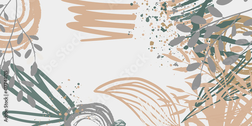 Trendy bohemian abstract square art templates with floral and geometric elements. For social media posts, mobile apps, banners design and web/internet ads. Fashion backgrounds. Boho style background