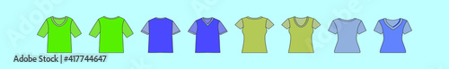 set of shirt cartoon icon design template with various models. vector illustration isolated on blue background
