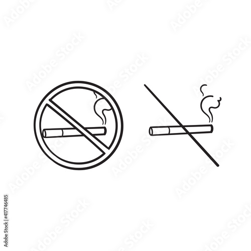 hand drawn doodle no smoking icon illustration vector