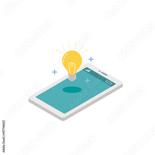 Wallpaper Mural スマートフォンと電球　アイソメトリック　イラスト
 Torontodigital.ca