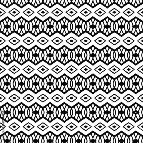 Geometric vector pattern with triangular elements. Seamless abstract ornament for wallpapers and backgrounds. Black and white patterns.. 