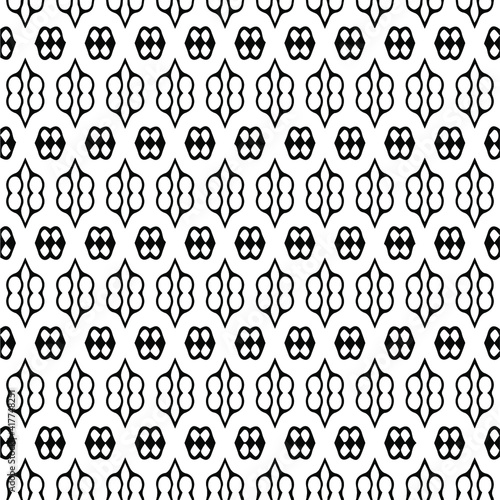 Geometric vector pattern with triangular elements. Seamless abstract ornament for wallpapers and backgrounds. Black and white patterns.. 