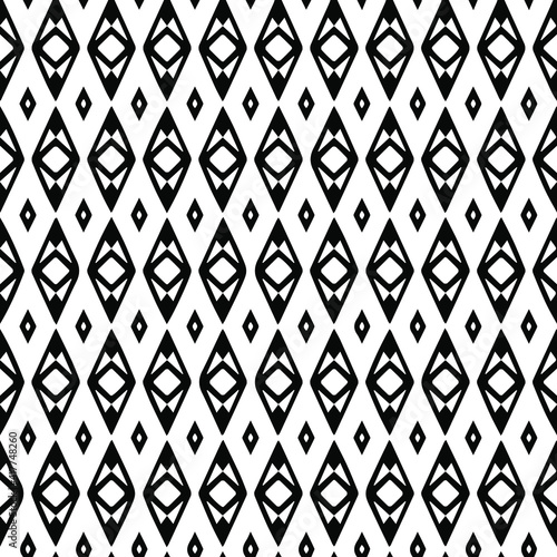 Geometric vector pattern with triangular elements. Seamless abstract ornament for wallpapers and backgrounds. Black and white patterns.. 