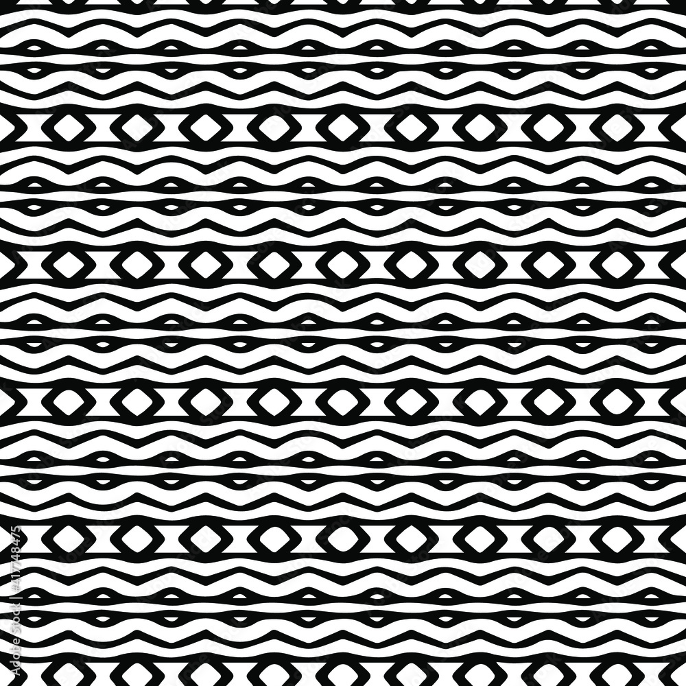 Geometric vector pattern with triangular elements. Seamless abstract ornament for wallpapers and backgrounds. Black and white patterns.. Geometric vector pattern with triangular elements. Seamless abstract ornament for wallpapers and backgrounds. Black and white patterns..