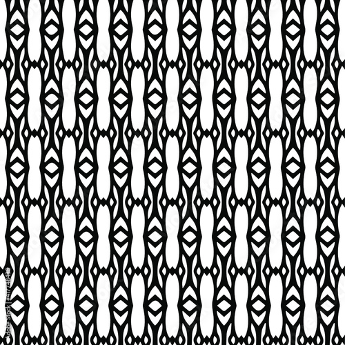 Geometric vector pattern with triangular elements. Seamless abstract ornament for wallpapers and backgrounds. Black and white patterns.. 