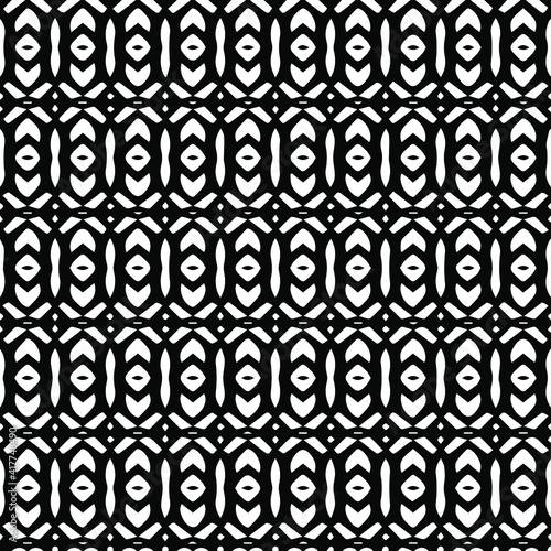 Geometric vector pattern with triangular elements. Seamless abstract ornament for wallpapers and backgrounds. Black and white patterns.. 